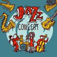 Cartel del bosquejo del jazz vector