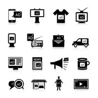 Advertising Icons Black vector