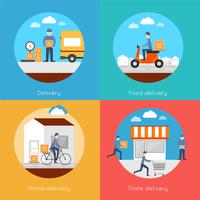 Delivery icons flat set vector