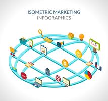 Infografía isométrica de marketing vector