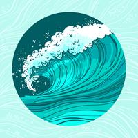 Sea waves circle vector