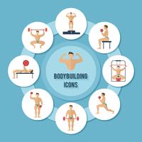 Bodybuilding Icons Set vector