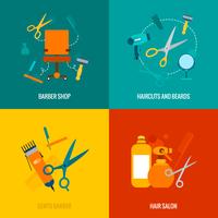 Barber shop flat icons composition vector