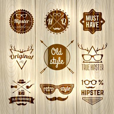 Hipster Labels Wooden