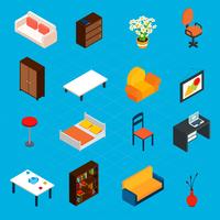 Isometric Interior Icons vector