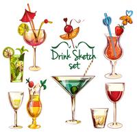 Sketch Cocktail Set vector