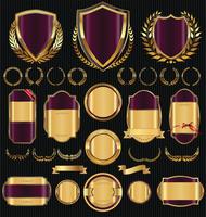 Insignias y etiquetas de oro premium de lujo vector