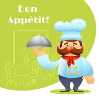 Chef With Tray Poster vector