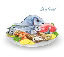 Seafood Plate Composition vector