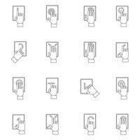 Hand Touching Screen Outline Icon vector