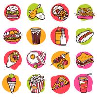 Conjunto de iconos de comida rápida vector