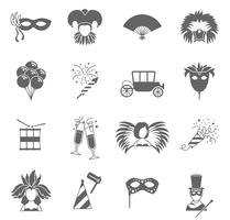 Conjunto de iconos de carnaval negro vector