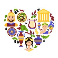 Greece symbols heart vector