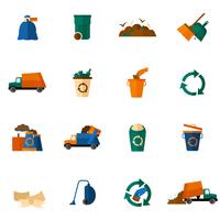 Iconos de basura plana vector