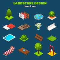 Landscape Design Isometric Icons vector