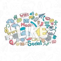 Doodle social como vector