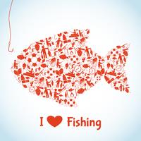 Concepto de pesca de amor vector