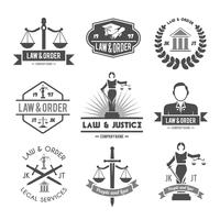 Law labels icons set vector