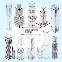 Sketch Isometric Buildings vector