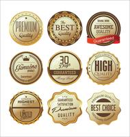 Insignias y etiquetas de oro premium de lujo vector