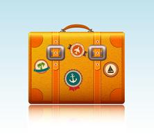 Travel suitcase with stickers vector