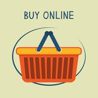 Buy online shopping basket emblem vector