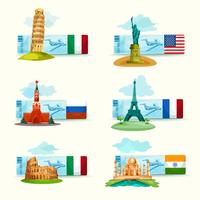 Landmarks Tickets Set vector