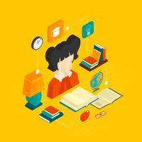 Reading Concept Isometric vector