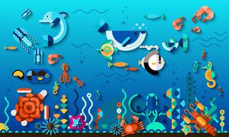 Underwater World Concept vector