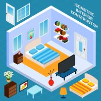 Isometric Bedroom Interior vector