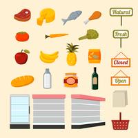 Collection of supermarket food items vector