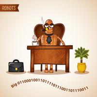 Big boss with coffee sitting at the desk vector