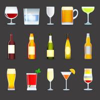 Alcohol Drinks Icons Set vector