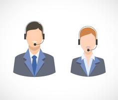 Call center support personnel staff icons vector