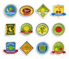 Fruits vegetables stickers set color vector