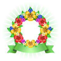 Tropical flowers wreath frame vector