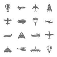 Aircraft icons set black vector