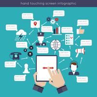 Hand Touching Screen Infographics