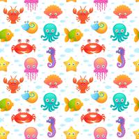 Cute sea animals seamless pattern vector