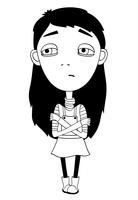 Sulky girl with braid and big eyes not smiling vector