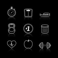 Fitness sport wellness healthcare icons set vector