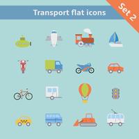 Conjunto de iconos planos de transporte vector