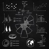 Diagramas infograficos de tiza vector