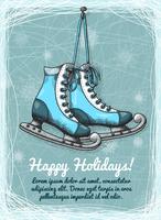 Skate holidays winter invitation vector
