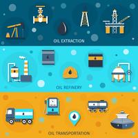 Oil Industry Flat Banners vector