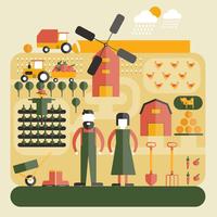 Farm Flat Concept vector