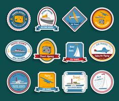 Cruise travel agency stickers set vector