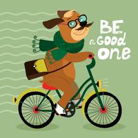 Cartel hipster con perro nerd vector