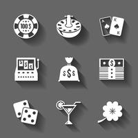 Gambling icons set isolated, contrast shadows