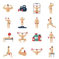 Bodybuilding Icons Set vector